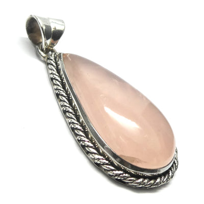 Rose Quartz Gemstone Pendant | CabochonTeardrop | Lovely colour consistency and translucency | Madagascar Material | 925 Sterling Silver | Star Stone Taurus Libra  | Genuine Gemstones from Crystal Heart Melbourne since 1986