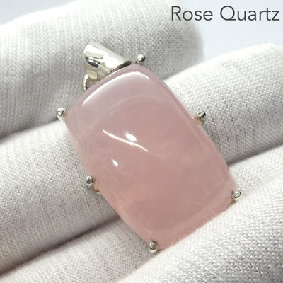 Rose Quartz Gemstone Pendant | Cabochon Oblong | Lovely colour consistency and translucency | Madagascar Material | 925 Sterling Silver | Star Stone Taurus Libra  | Genuine Gemstones from Crystal Heart Melbourne since 1986