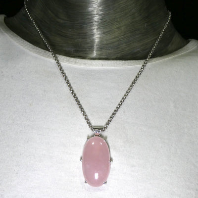 Rose Quartz Gemstone Pendant | Cabochon Oval | Lovely colour consistency and translucency | Madagascar Material | 925 Sterling Silver | Star Stone Taurus Libra  | Genuine Gemstones from Crystal Heart Melbourne since 1986