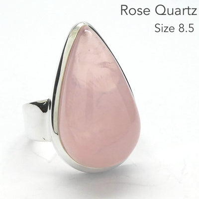 Rose Quartz Gemstone Ring | Cabochon Teardrop | Good colour consistency translucency |Madagascar Material | 925 Sterling Silver | US Size 8 | AUS Size P1/2 | Star Stone Taurus Libra  | Genuine Gemstones from Crystal Heart Melbourne since 1986