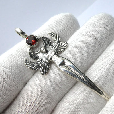 Fairy Goddess Pendant  | Faceted Garnet | 925 Sterling Silver | LOTR Arwen Aragorn | Genuine Gems from Crystal Heart Melbourne Australia since 1986