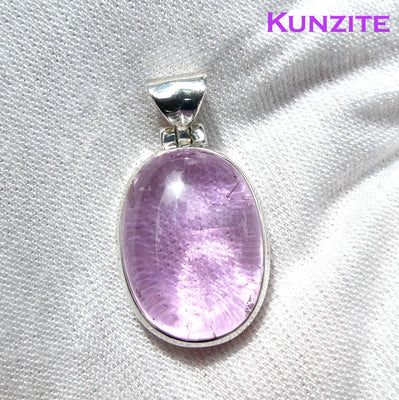 Kunzite Pendant | OvaL Cabochon | Good colour and Clarity | 925 Sterling Silver | Bezel Set | Wisdom of the Heart | Taurus Scorpio Leo | Genuine Gems from Crystal heart Melbourne Australia since 1986