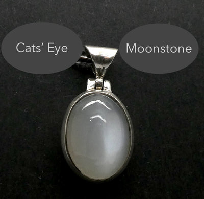 Moonstone Pendant | Cats' Eye Feldspar | Chatoyancy | 925 Sterling Silver | Cancer Libra Scorpio | Genuine Gems from Crystal Heart Melbourne Australia 1986