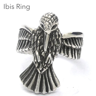 Ibis Ring | 925 Sterling Silver | Animal Totem | Thoth | US Size 7 | Crystal Heart Melbourne 1986  | Shaman | Shapeshifter