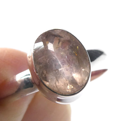Morganite Ring | Faceted Oval | 925 Sterling Silver | Pink Beryl | US Size 8.5 | AUS Q1/2 | Divine Love | Libra Stone | Crystal Heart Melbourne est 1986