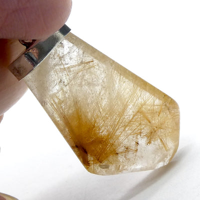 Rutilated Quartz Pendant | Angels Hair | Polished Freeform | 925 Sterling Silver | Crown | New Directions | Genuine Gems from Crystal Heart Australia since 1986