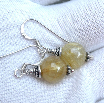 Rutilated QuartzEarrings | Fancy 925 Sterling Silver | Crown Chakra | New Directions | Prosperity | Crystal Heart Australia est 1986
