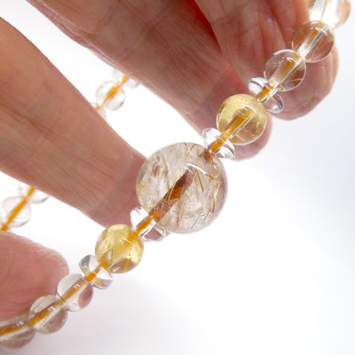 Stretch Bracelet | Rutilated Centre with Clear Quartz and Citrine | Crown Chakra | New Directions | Prosperity | Crystal Heart Australia est 1986