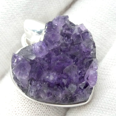 Amethyst Pendant | Druzy Heart| 925 Sterling Silver | Genuine Gems from Crystal Heart Melbourne Australia since 1986