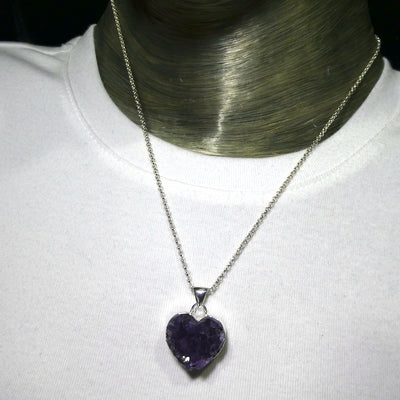 Amethyst Pendant | Druzy Heart| 925 Sterling Silver | Genuine Gems from Crystal Heart Melbourne Australia since 1986