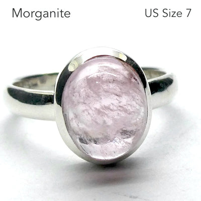 Morganite Ring | Oval  Cabochon | 925 Sterling Silver | Pink Beryl | US Size 7 | AUS N1/2 | Divine Love | Libra Stone | Crystal Heart Melbourne est 1986