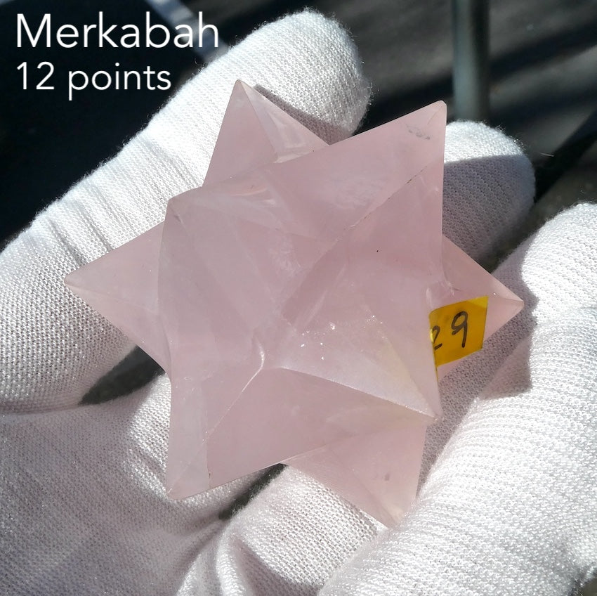 Merkaba |  Rose Quartz | 12 points | Heart Connection | Ascension so Higher Dimensions | Genuine Gems from Crystal Heart Melbourne Australia since 1986