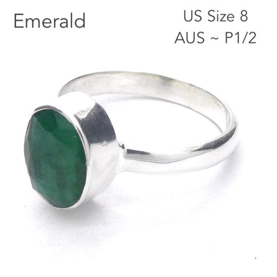 Matrix Emerald Ring | 925 Sterling Silver | Wisdom of the Heart | US Ring Size 8 | AUS Ring Size P1/2 | Genuine gems Crystal Heart Melbourne Australia est 1986