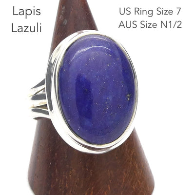 Lapis Lazuli Ring | Teardrop Cabochon | Sterling Silver | Meditation | Inner Truth | US Size 7 | AUS N1/2 | Genuine Gems | Crystal Heart Melbourne Est 1986
