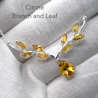 Citrine Gemstone Necklace | 9 Faceted AAA stones | Natural design | 925 Sterling Silver  | Genuine Gems from Crystal Heart Melbourne Australia since 1986