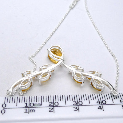 Citrine Gemstone Necklace | 9 Faceted AAA stones | Natural design | 925 Sterling Silver  | Genuine Gems from Crystal Heart Melbourne Australia since 1986