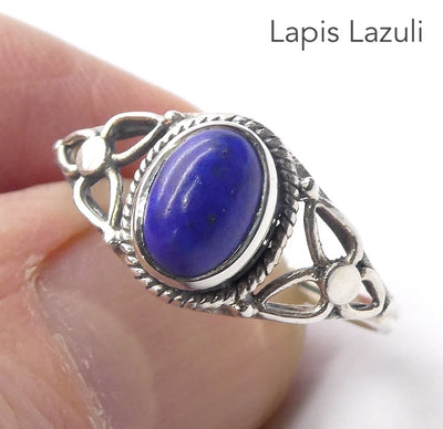 Lapis Lazuli Ring | Oval Cabochon | 925 Sterling  | Rope work & Celtic Flower  | US size 5 | 6 | 7 | 8 | 9 | 10 | Leo Virgo Stone | Crystal Heart Melbourne est 1986