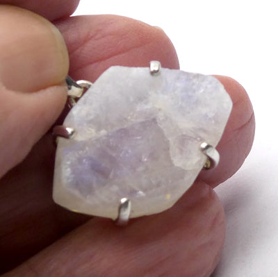 Rainbow Moonstone Pendant | Blue Flash | Raw Chunk | 925 Sterling Silver | Open Back | Gemini Pisces Stone | Genuine Gems Crystal Heart Melbourne Australia 1986