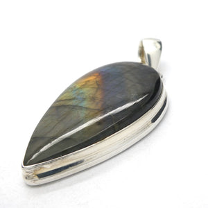 Rainbow Labradorite  Pendant | Spectrolite | Teardrop Cabochon | 925 Sterling Silver | Rainbow Fire | Genuine Gems from Crystal Heart Melbourne Australia since 1986