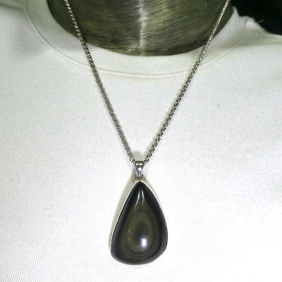 Rainbow Obsidian Pendant | Large Freeform | 925 Sterling Silver | Harmonious Empowerment | Genuine Gems from Crystal Heart Melbourne Australia since 1986