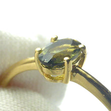 Load image into Gallery viewer, Moldavite Ring | Faceted Oval | Genuine Stone | 925 Sterling Silver | 18Kt gold plated Vermeil | US Ring Size 7 | Size 8 | Size 9 | Intense heart personal transformation | Moldau Valley | Tektite |  Scorpio | Genuine Gems from Crystal Heart Australia since 1986