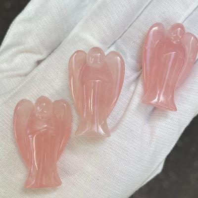 Rose Quartz Angel | Hand Carved |  Lovely Clear Pink with Veils  |  Genuine Gems from Crystal Heart Melbourne Australia since 1986