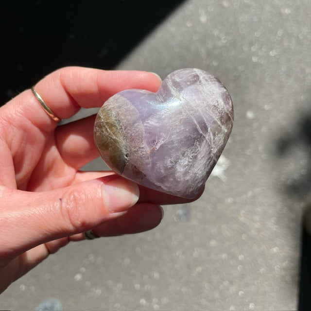 Amethyst & Smokey Quartz Crystal Hearts |  Hand Carved Genuine | Calming | Grounding Rock | Genuine Gems from Crystal Heart Melbourne Australia since 1986