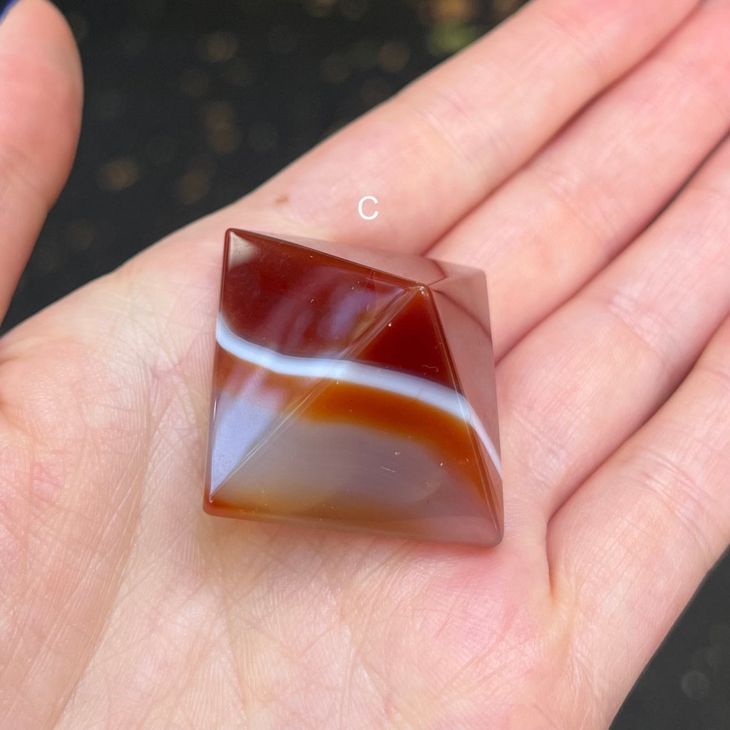 Carnelian Pyramids Polished | Deep to pale veined orange red | Hand sized for meditation or healing |  Stimulate Spiritual Creative Energy, gestation | Ground Scattered Thoughts | Aries Leo Cancer Star Stone  | Genuine Gemstones from Crystal Heart Melbourne since 1986