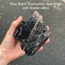 Load image into Gallery viewer, Raw Black Tourmaline  Specimen with Golden Mica, 022