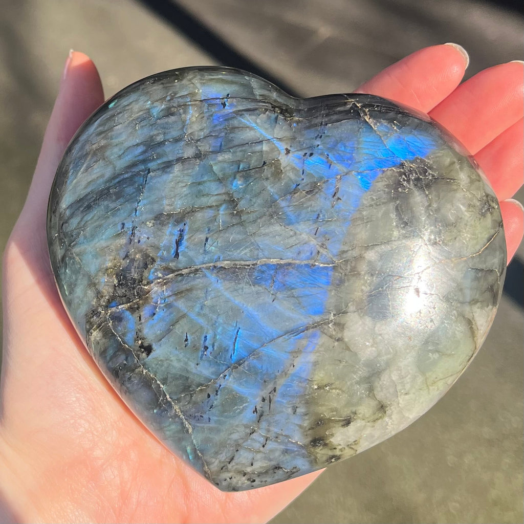 Hand Carved Genuine Labradorite Heart Carving | Reveals hidden truth and talents | Heart carving | Healing gemstone | Crystal Heart Melbourne Australia since 1986