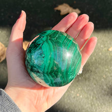 Load image into Gallery viewer, Malachite Sphere | Beautiful material from the Congo | Complex and fascinating swirls and rosettes | Pockets and caves sparkle with crystalline Malachite | Genuine Gems from Crystal Heart Melbourne Australia since 1986&#39;