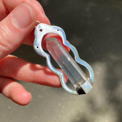 Crystal Pendant | Upright in Frame with faceted Citrine Studs | 925 Sterling Silver | Genuine gems from Crystal Heart Melbourne Australia since 1986Crystal Pendant | Upright in Frame with faceted Citrine Studs | 925 Sterling Silver | Genuine gems from Crystal Heart Melbourne Australia since 1986