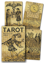 Load image into Gallery viewer, Black and Gold Tarot | Tarot Cards | 82 Card &amp; 188 page book | Tattoo Artistry | Traditional Tattoo | Crystal Heart since 1986