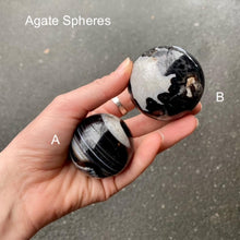 Load image into Gallery viewer, Agate Sphere | New Cycles | Healing Journey | Organic | Unique |  Ornament | Meditation &amp; healing | Crystal Heart Melbourne Australia since 1986