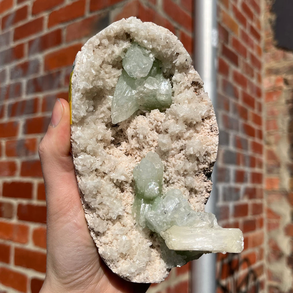 Green Apophyllite Cluster with White Heulandite | Authentic Gemstone crystals | Open Heart Higher Wisdom | Genuine Gems from Crystal Heart Melbourne Australia since 1986 | Apophylite
