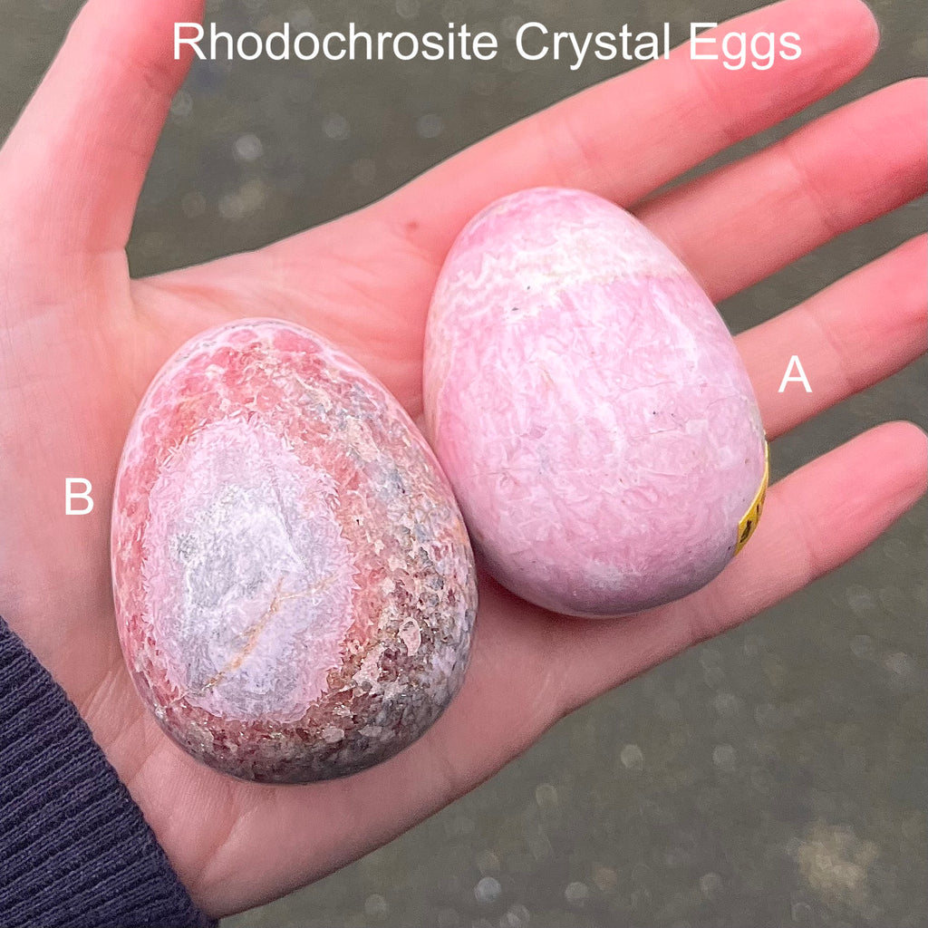 Rhodochrosite Crystal Eggs | Deep compassion, wish fulfillment | Genuine Gems from Crystal Heart Melbourne Australia since 1986