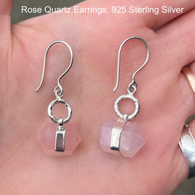Rose Quartz Gemstone Earring | Double Pointed Crystal | 925 Sterling Silver |  Star Stone Taurus Libra  | Genuine Gemstones from Crystal Heart Melbourne since 1986