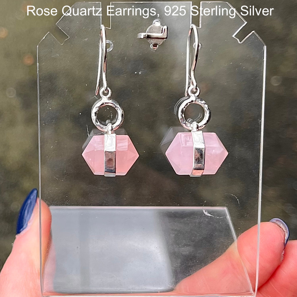 Rose Quartz Gemstone Earring | Double Pointed Crystal | 925 Sterling Silver |  Star Stone Taurus Libra  | Genuine Gemstones from Crystal Heart Melbourne since 1986 