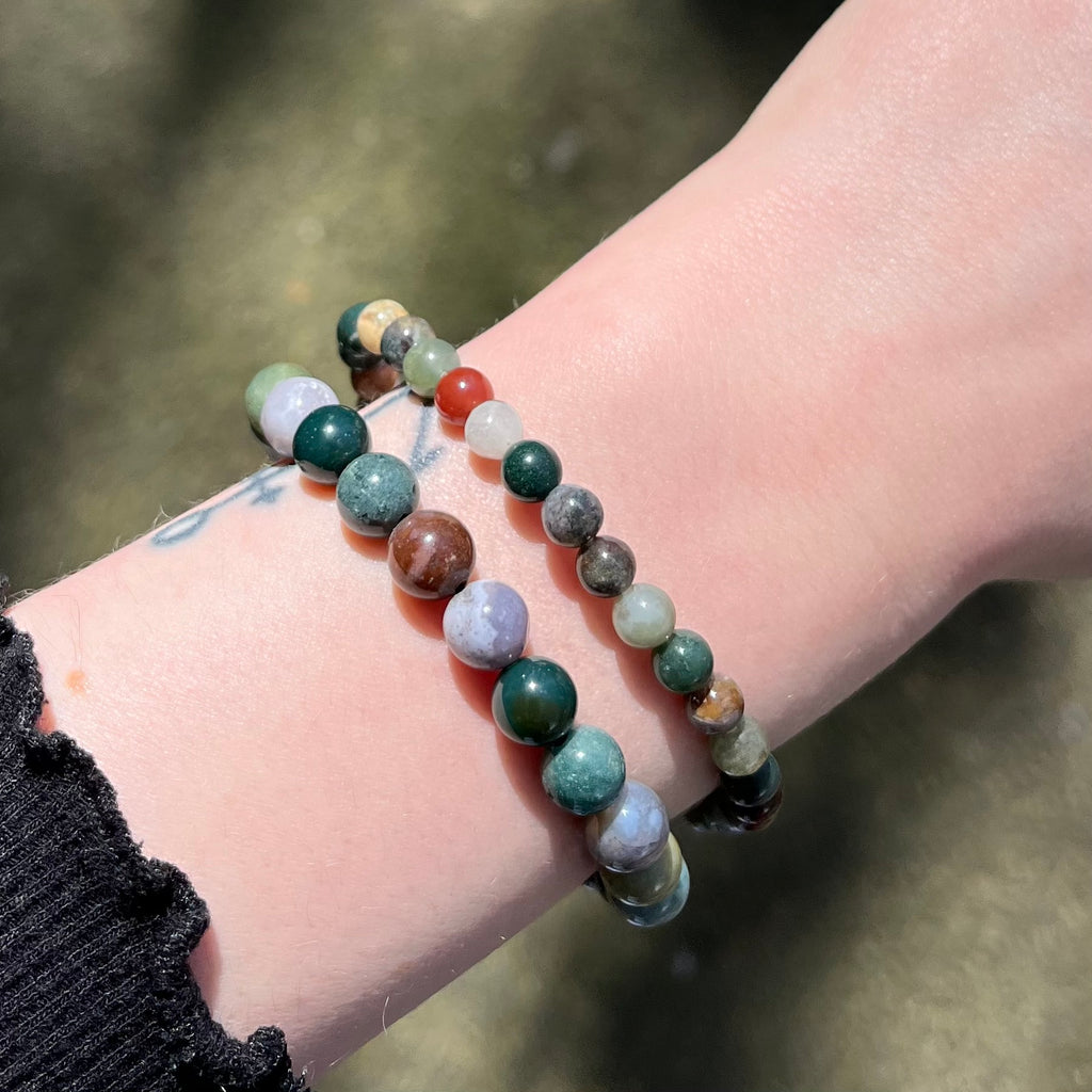 Bloodstone Bead Bracelet | Not True Bloodstone but overall colours match | Easter Stone | Kundalini Healing and transformation | Genuine Gems from Crystal Heart Melbourne Australia since 1986