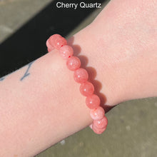 Load image into Gallery viewer, Stretch Bracelet with Cherry Quartz Beads | Fair Trade | Strong Elastic | Romantic and Passionate Rock | Empowering | Heart Expanding | Genuine Gems from Crystal Heart Melbourne Australia since 1986