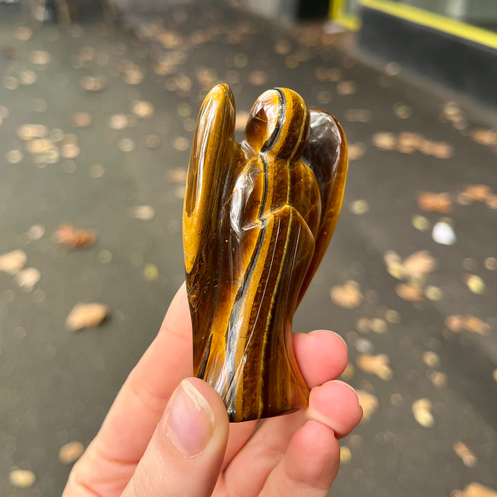 Tiger Eye Angel Statue | Hand Carved | Abstract Style | Genuine Gems from Crystal Heart Melbourne Australia since 1986