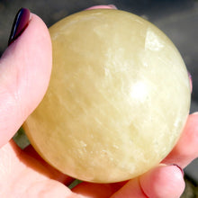 Load image into Gallery viewer, Honey Calcite Sphere | Translucent | Meditative calm healing | Genuine Gems from Crystal Heart Australia since 1986