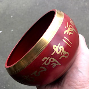 Tibetan Singing Bowl | High Vibration Cleansing and Healing | Complete with sounding stick | 3 sizes and colours available | Red Purple Green Yellow Brass | Crystal Heart Melbourne Australia | Spiritual Superstore since 1986