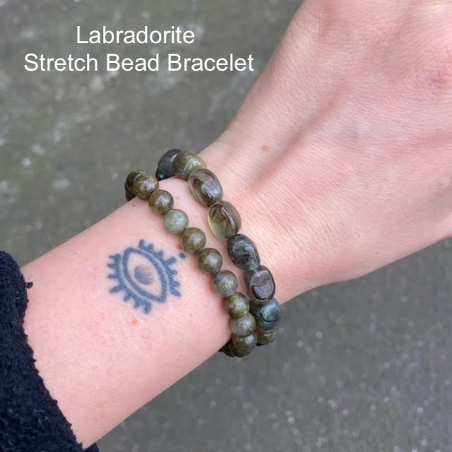 Stretch Bracelet with Labradorite Beads | Fair Trade | Strong Elastic | Shadow Work | Positive Energy | Inner Magic | Genuine Gems from Crystal Heart Melbourne Australia since 1986