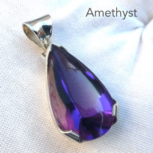 Load image into Gallery viewer, Amethyst Pendant |  Teardop  Cabochon with faceted reverse | Lovely Purple  | 925 Sterling Silver | Quality Silver Work | Genuine Gems from Crystal Heart Melbourne Australia since 1986