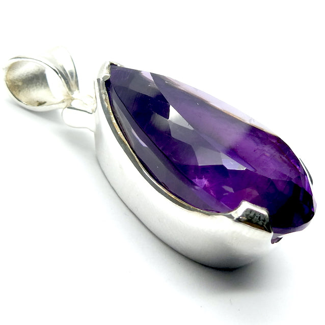 Amethyst Pendant |  Faceted Teardrop Gemstone | Perfect Deep Purple  | 925 Sterling Silver | Quality Silver Work | Genuine Gems from Crystal Heart Melbourne Australia since 1986
