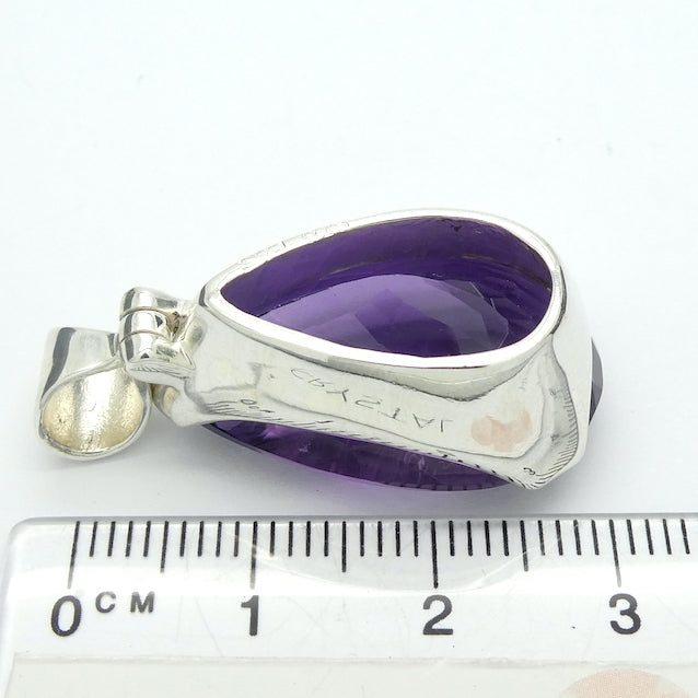 Amethyst Pendant |  Faceted Teardrop Gemstone | Perfect Deep Purple  | 925 Sterling Silver | Quality Silver Work | Genuine Gems from Crystal Heart Melbourne Australia since 1986