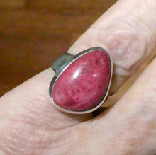 Load image into Gallery viewer, Thulite (Rosaline) Ring | Freeform Cabochon | 925 Sterling Silver | US Size 6, AUS Size L 1/2 | | Perfect deep pinkish red Zoisite variety from Norway | Healing Nurturing Relationship Emotional Trauma | Public speaking | Genuine Gems from Crystal Heart Melbourne Australia since 1986