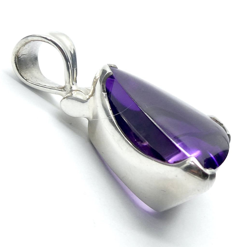 Amethyst Pendant |  Triangular Trilliant Cabochon with faceted reverse | Lovely Purple  | 925 Sterling Silver | Quality Silver Work | Genuine Gems from Crystal Heart Melbourne Australia since 1986