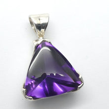 Load image into Gallery viewer, Amethyst Pendant |  Triangular Trilliant Cabochon with faceted reverse | Lovely Purple  | 925 Sterling Silver | Quality Silver Work | Genuine Gems from Crystal Heart Melbourne Australia since 1986